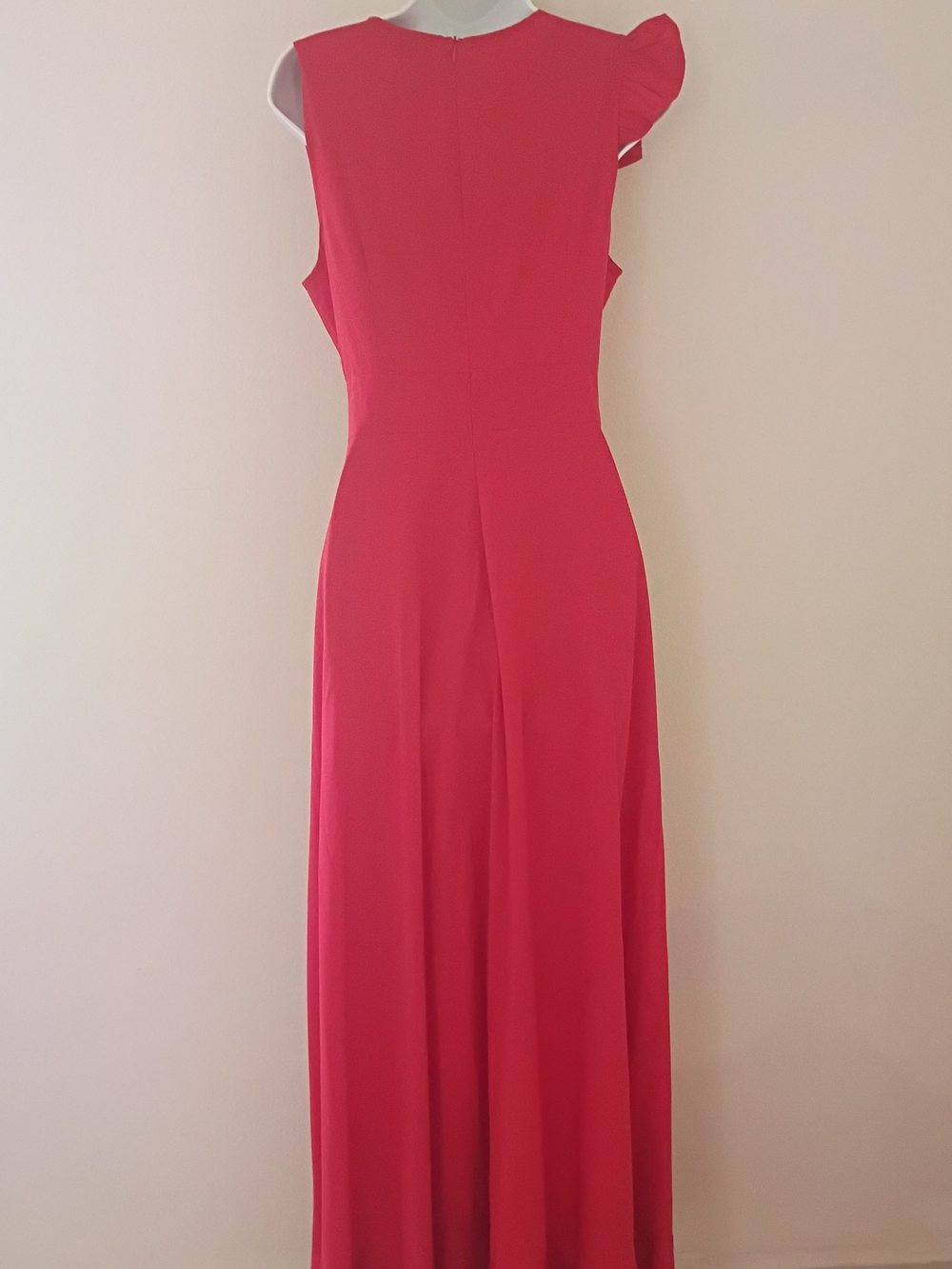 chic Red Deep V Ruffle Maxi Dress - Picture 3 of 5